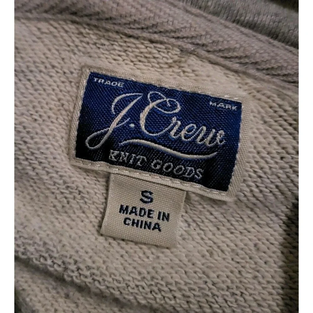 J.Crew Vintage Fleece Gray Hoodie New York NYC Mens Size Small Pullover Cotton